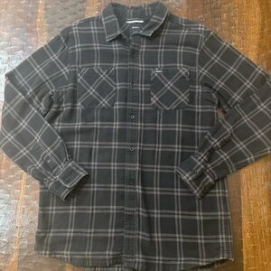 RVCA Black and Gray Plaid Casual Shirt